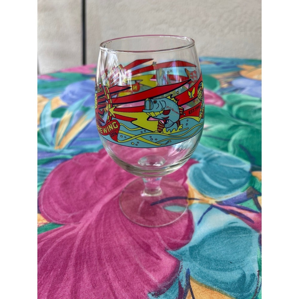 New Belgium Brewing 2016 Tour de Fat Tulip Beer Glass CO NC‎ Graphic Stemmed
